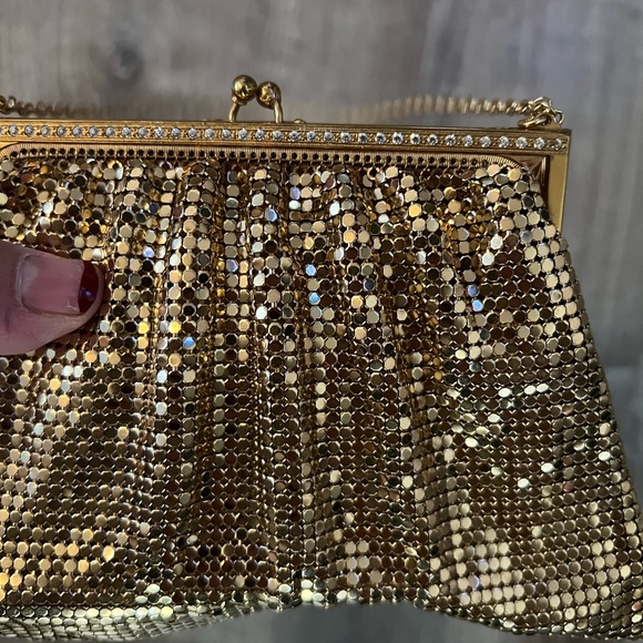 Whiting & Davis Goldtone Metal Mesh Bag Purse Chain Handle Vintage 1940s - Picture 8 of 9